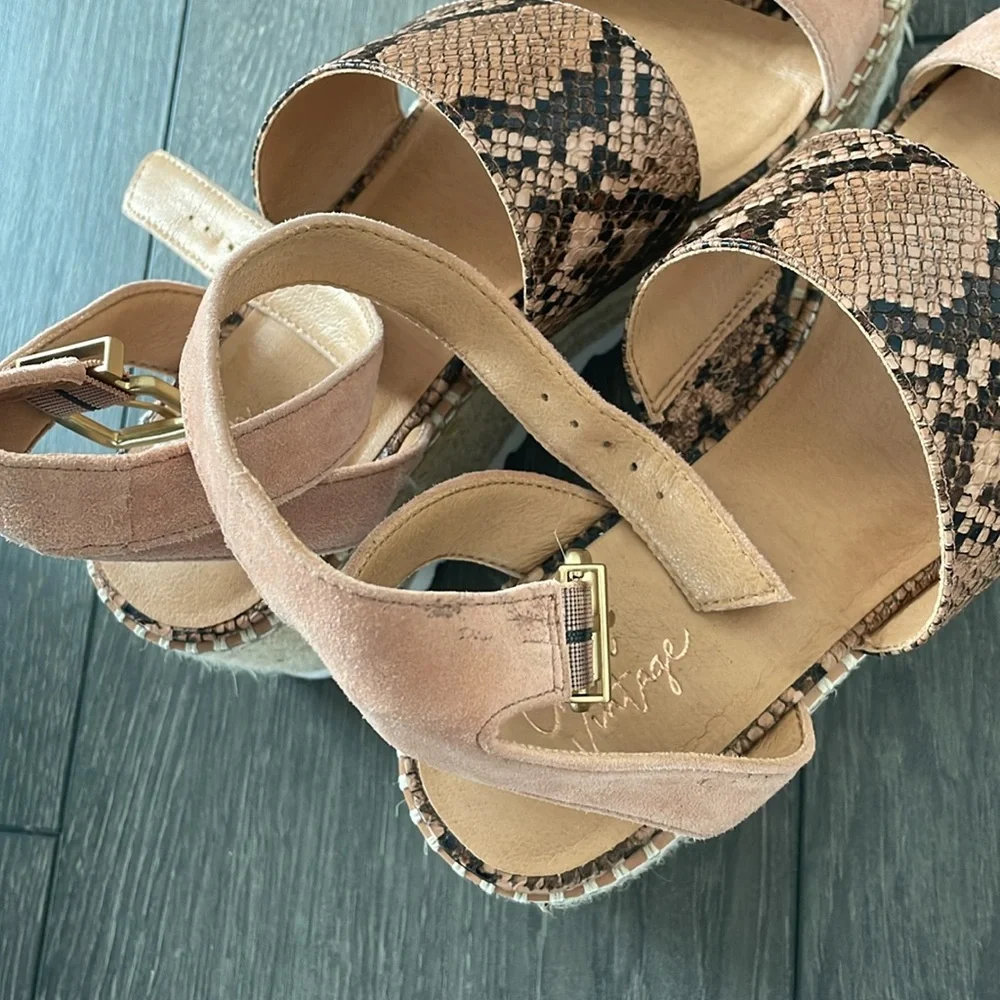Crown Vintage Wedges - Size 9 - Snake Ankle Strap Platform Espadrille Sandal - Picture 8 of 13